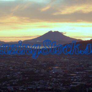 San Salvador Sunrise with lake and volcano.